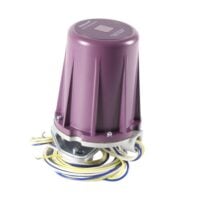 Honeywell C7061A1053 Ultraviolet Flame Sensor with self-checking feature, purple housing, and color-coded wires for burner control systems