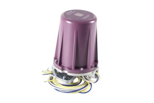 Honeywell C7061A1053 Ultraviolet Flame Sensor with self-checking feature, purple housing, and color-coded wires for burner control systems