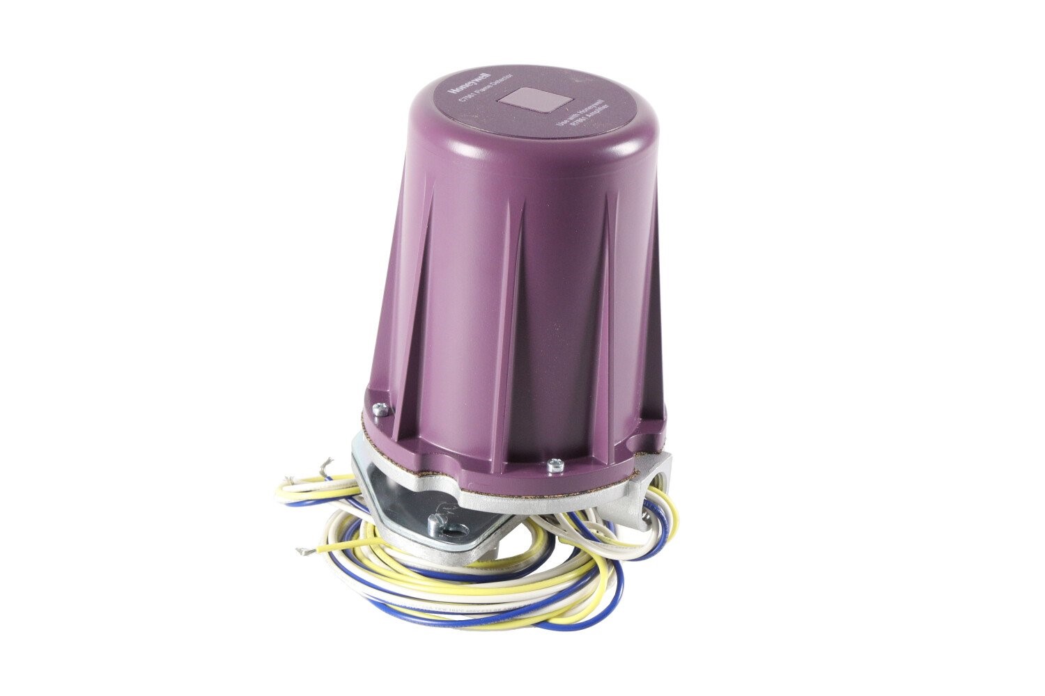Honeywell C7061A1053 Ultraviolet Flame Sensor with self-checking feature, purple housing, and color-coded wires for burner control systems