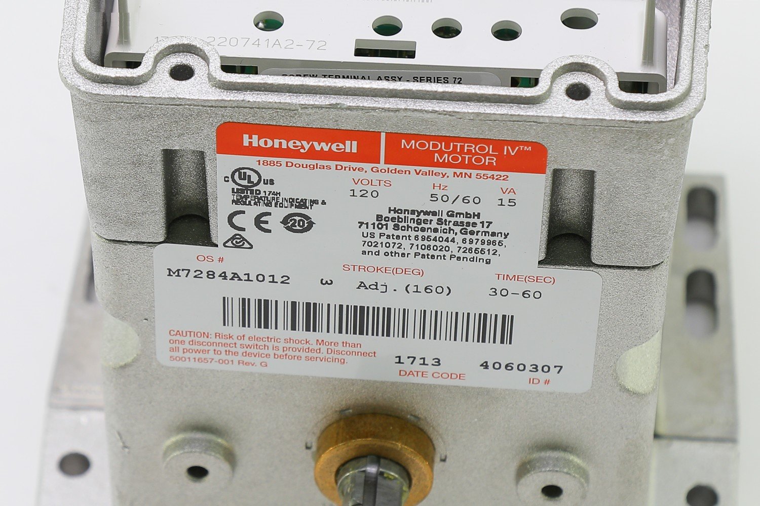 Honeywell M7284A1012 actuator label view