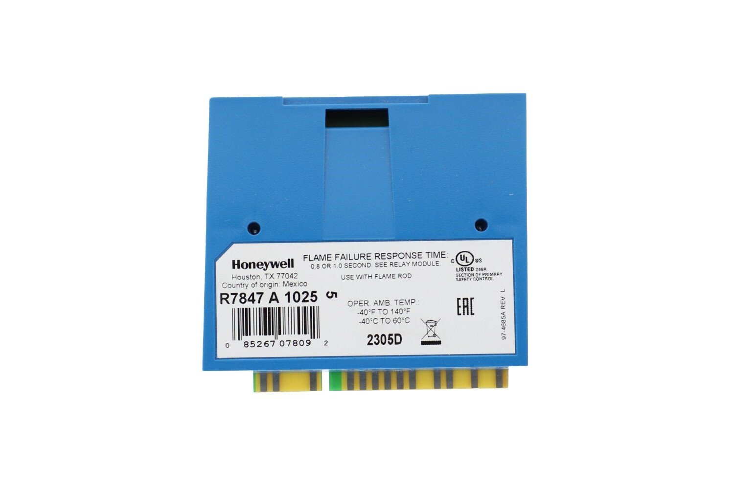 Honeywell R7847A1025 Flame Amplifier top label close-up