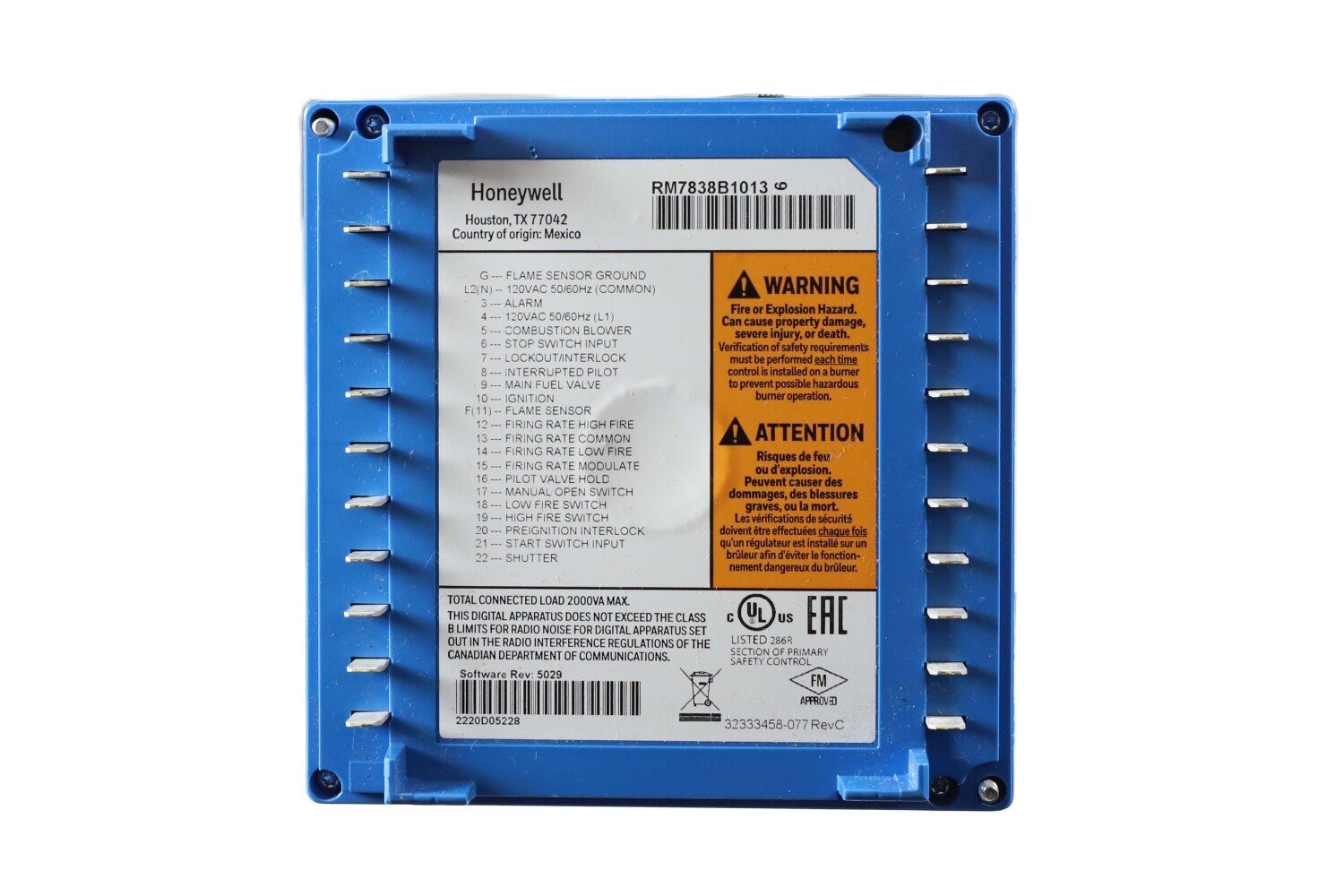 Honeywell RM7838B1013 Primary Burner Control Module