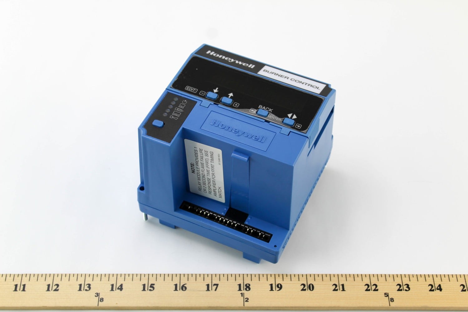 Angled view of Honeywell RM7838C1020 Burner Control