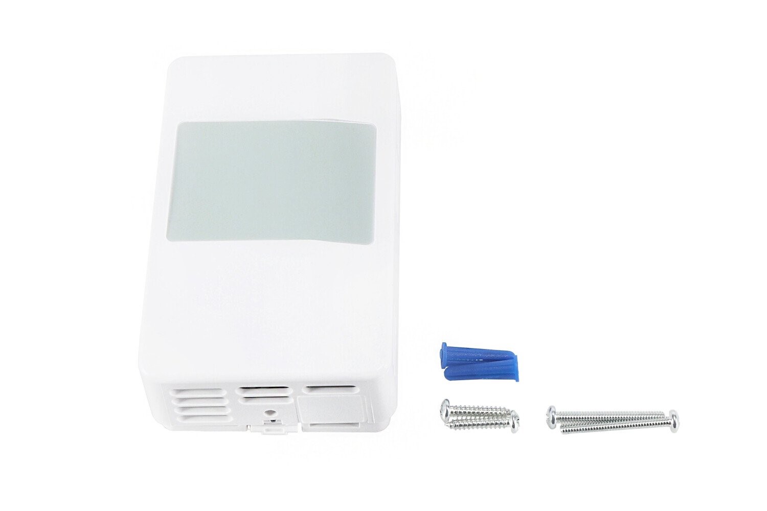 Siemens QAA22SS.EWNN sensor front view with screws and wall anchors