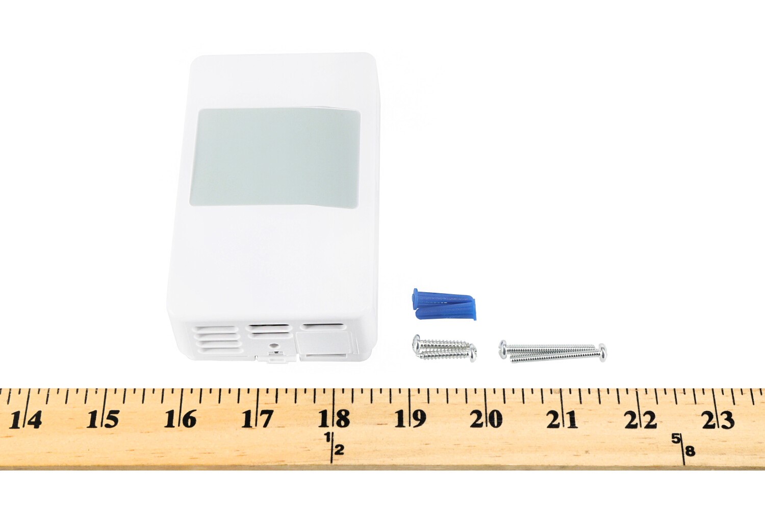 Siemens QAA22SS.EWNN room temperature sensor with ruler showing compact dimensions