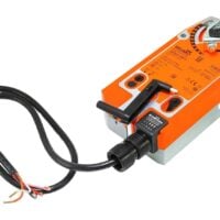 Belimo AFB24-MFT spring return damper actuator with wiring harness and clamp