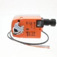 Belimo TFB24-MFT spring return damper actuator with wiring leads and shaft clamp
