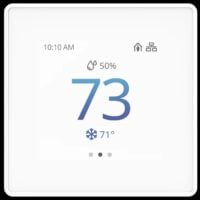Johnson Controls TEC4000 Series touchscreen thermostat displaying temperature and humidity